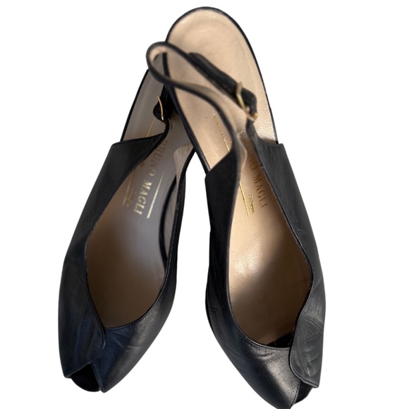 Bruno Magli Black Leather Slingback Heels – Size 7 (Made in Italy) - Picture 4 of 6